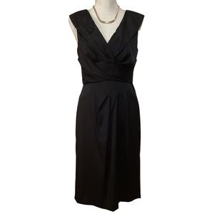 WHBM Deep V Neckline Draped Holiday Special Occasion Black Dress | Size 6 | EUC